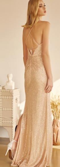 COPY - Champagne gold or emerald green formal evening gown long - Picture 3 of 8